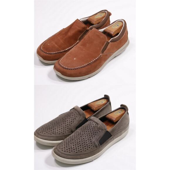 Ecco Men's Slip-On Sneakers 43 42 Lot of 2 Leather Shoes US 9 9.5 - Picture 1 of 16